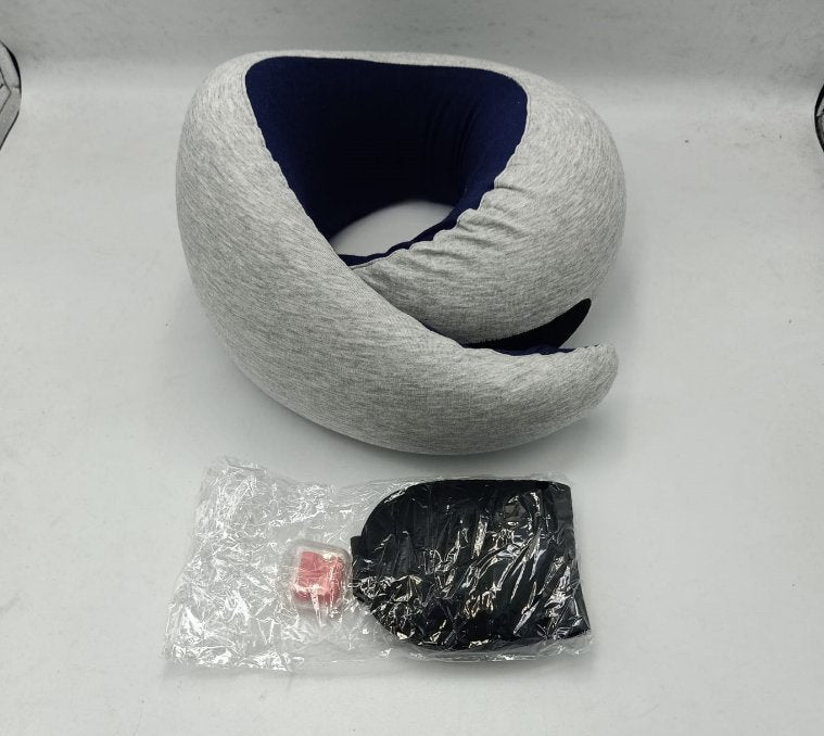 U-Shaped Memory Foam Travel Sleeping Pillow With Eye Mask And Earplugs
