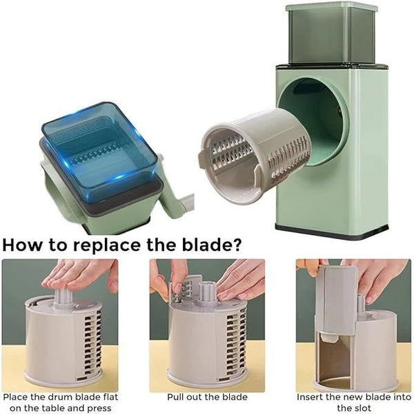 Stainless Steel Rotary Vegetable Cutter & Slicer For Easy Prep