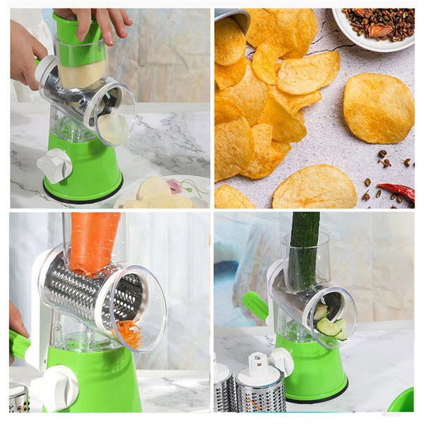 Table Top Drum Grater With Stainless Steel Slicer And Shredder Drums