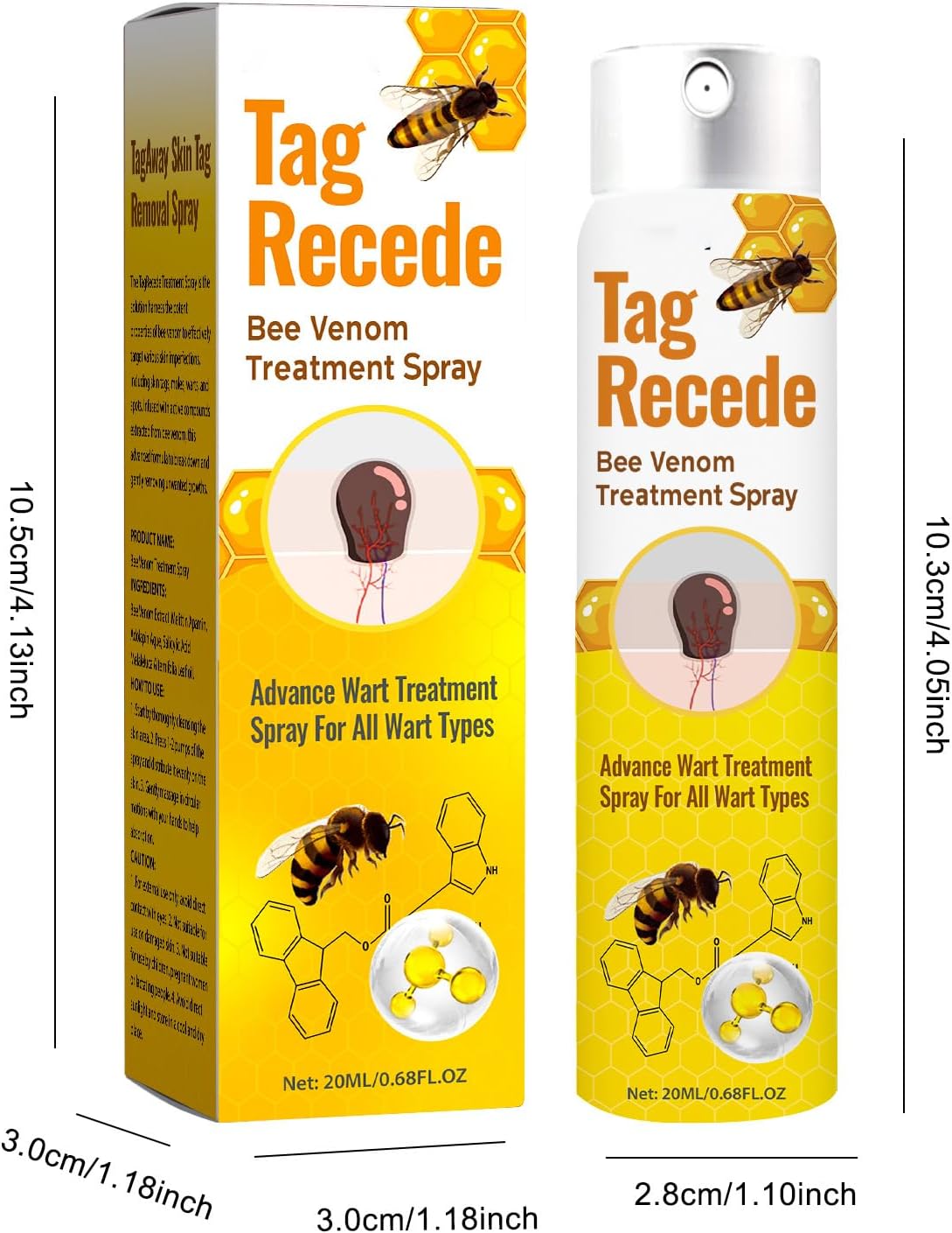 Tag Recede Bee Venom Wart & Skin Tag Removal Repair Spray Maximum Care