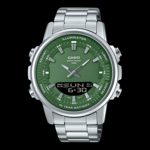 Turquoise Dial Men Watch Analog Digital Display Water Resistant