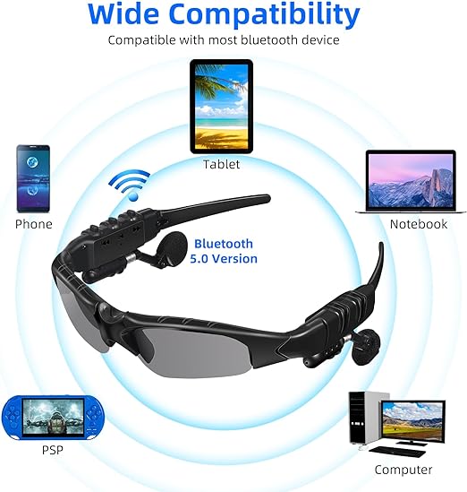 Wireless Bluetooth Headset Sunglasses with Polarized Audio Style