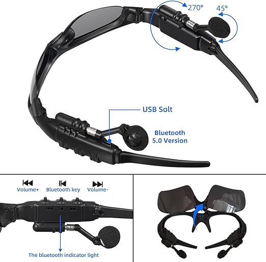 Wireless Bluetooth Headset Sunglasses with Polarized Audio Style