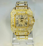 Women Gold Tone Minimalist Elegant Wristwatch With Sparkling Accents