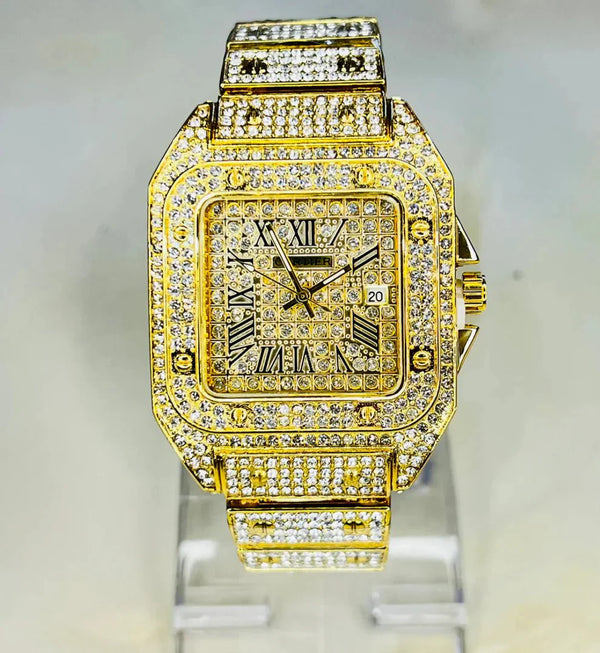 Women Gold Tone Minimalist Elegant Wristwatch With Sparkling Accents