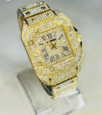 Women Gold Tone Minimalist Elegant Wristwatch With Sparkling Accents