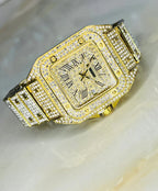 Women Gold Tone Minimalist Elegant Wristwatch With Sparkling Accents